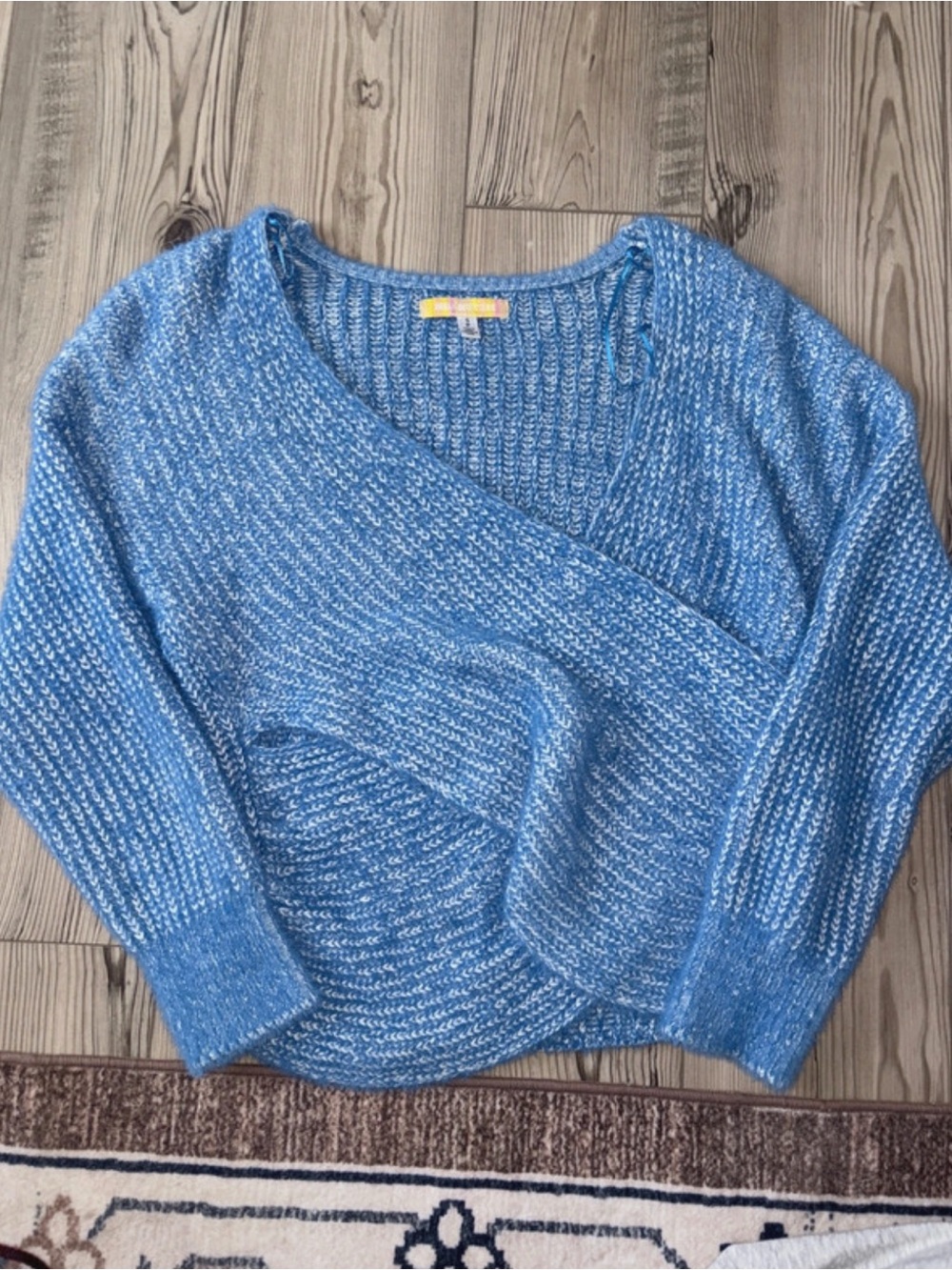 Urban Outfitters Kane Wrap Fluffy Blue Sweater Size Small